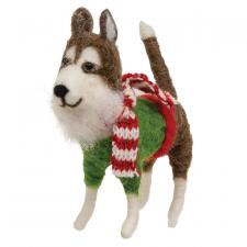 Christmas Husky Felted Ornament