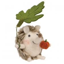 Hedgehog with Leaf Felted Ornament