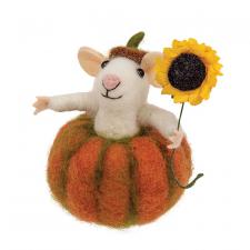 Mouse in Pumpkin Felted Ornament