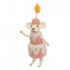 Birthday Cake Mouse Felted Ornament