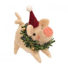 Christmas Wreath Pig Felted Ornament