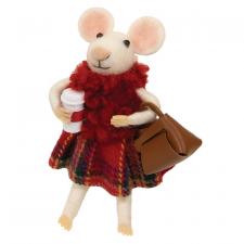 Festive Fashion Coffee Mouse Felted Ornament