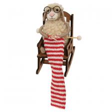 Knitting Sheep in Rocking Chair Felted Ornament