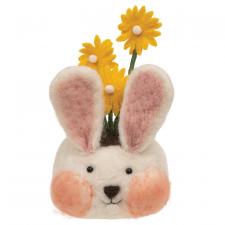 Felted Bunny Flower Pot Sitter - 6.75