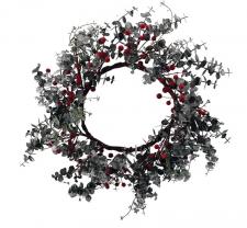 Frosted Euclyptus Wreath w/Red Berry