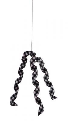 Black/White Plaid Ringlet Spray