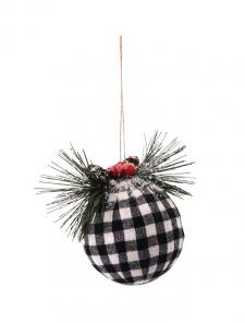 Black/White Plaid Ball Ornament