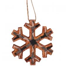 Black/White Plaid Snowflake Ornament, Small