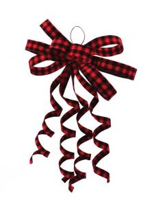 Red/Black Plaid Curly Ribbon Bow Ornament