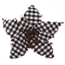 Black/White Plaid Poinsettia Clip Ornament