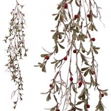 Frosted Mistletoe Garland with Red Berry