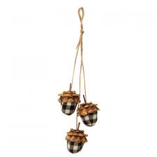 Black/White Plaid Acorn Drop Ornament