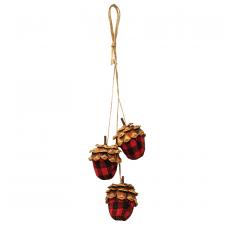 Black/Red Plaid Acorn Drop Ornament
