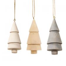 Wood Tree Ornament, 3 Asstd.