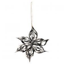 Black Plaid Snowflake Ornament