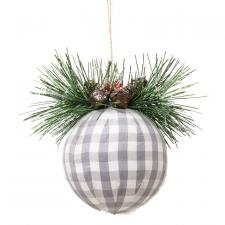 Gray Plaid Ball Ornament