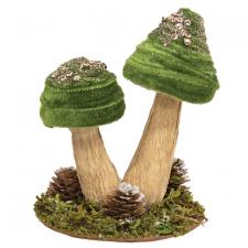 Green Velvet Glittered Mushrooms Sitter
