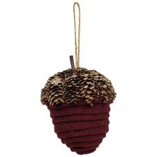 Burgundy Acorn Glittered Ornament 