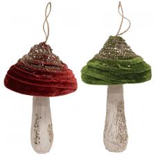 Velvet Glittered Mushroom Ornament 8