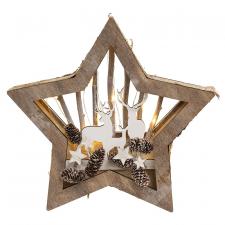 Large Deer Scene Birch Star w/LED Lights