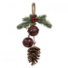 Burgundy Christmas Bells and Pinecone Door Hanger