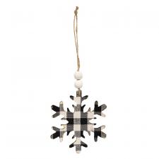 Black & White Buffalo Check Snowflake Beaded Ornament