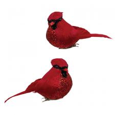 Christmas Cardinal Glittered Bird Clip Ornament, 2 Asstd.