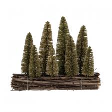 Bottle Brush Christmas Trees on Wooden Log