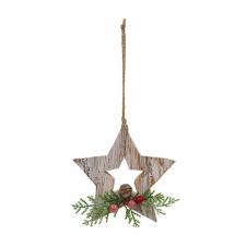 Birch Wood Star Christmas Ornament