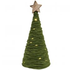 Green Yarn Christmas Tree w/LED Lights, Small