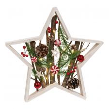  White Peppermint Star w/LED Lights