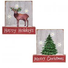 Christmas Block with LED Light, 2 Asstd. 