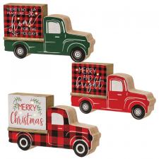 Buffalo Check Christmas Truck with LED Lights, 3 Asstd.