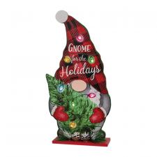 Gnome For The Holidays Wooden Stand w/LED Lights - SPECIAL B