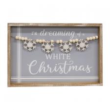 Dreaming of a White Christmas Beaded Wood Sign