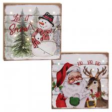 Santa and Snowman Box Signs w/LED 2 Asstd.