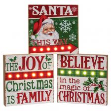 Believe/Joy/Santa LED Box Signs 3 Asstd.