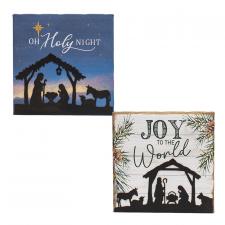 Nativity Scene Lighted Canvas - 2 Asstd