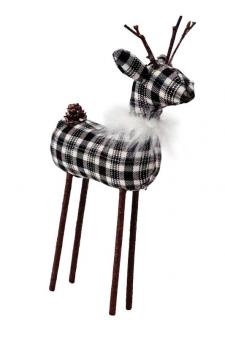 Black/White Plaid Reindeer, Medium