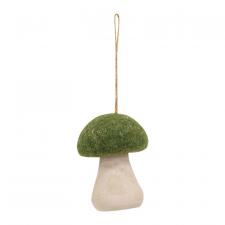Felted Wooden Mushroom Ornament