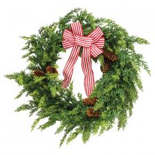 Cedar & Pinecone Wreath with Bow - 22