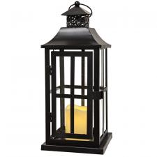 Square Black  Metal Lantern w/LED Candle - SPECIAL BUY! Orig