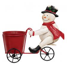 Bicycle Snowman Planter