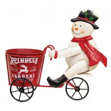 Bicycle Snowman Planter
