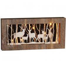 Large White Wash Deer Frame with Twig & LED Timer Light - SP