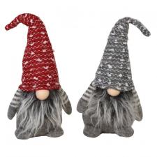 Furry Santa Gnome w/Red/Gray Hat, 2 Asstd.