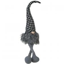 Dangle Leg Plush Black/White Check Santa Gnome, Medium