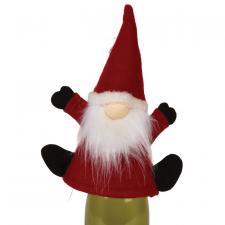 Plush Red Santa Gnome Bottle Topper w/LED Light