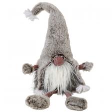 Dangle Leg Plush Pink Plaid Santa Gnome, Small