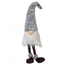 Dangle Leg Plush Fur Gnome w/Fluffy Hat, Large